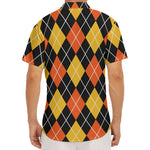 Halloween Black And Orange Argyle Print Men's Deep V-Neck Shirt