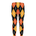 Halloween Black And Orange Argyle Print Men's Leggings