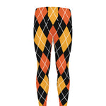 Halloween Black And Orange Argyle Print Men's leggings