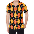 Halloween Black And Orange Argyle Print Men's Shirt