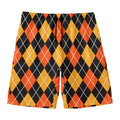 Halloween Black And Orange Argyle Print Men's Swim Trunks