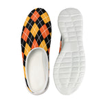 Halloween Black And Orange Argyle Print Mesh Casual Shoes
