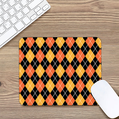 Halloween Black And Orange Argyle Print Mouse Pad