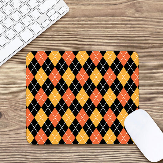 Halloween Black And Orange Argyle Print Mouse Pad