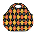 Halloween Black And Orange Argyle Print Neoprene Lunch Bag