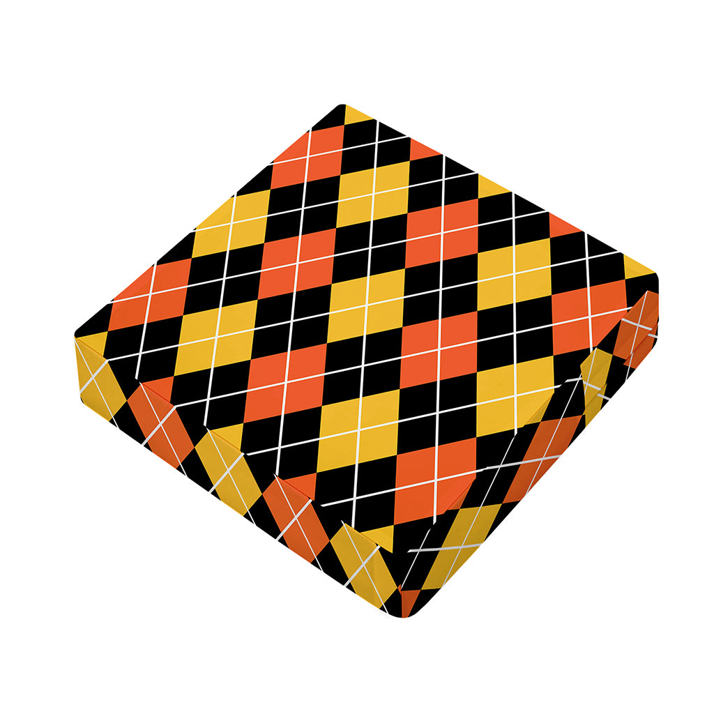Halloween Black And Orange Argyle Print Outdoor Seat Cushion Cover