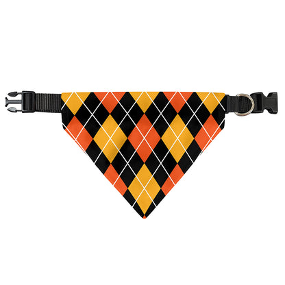 Halloween Black And Orange Argyle Print Over The Collar Dog Bandana