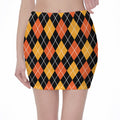 Halloween Black And Orange Argyle Print Pencil Mini Skirt