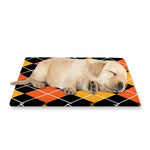 Halloween Black And Orange Argyle Print Pet Cooling Mat Cover