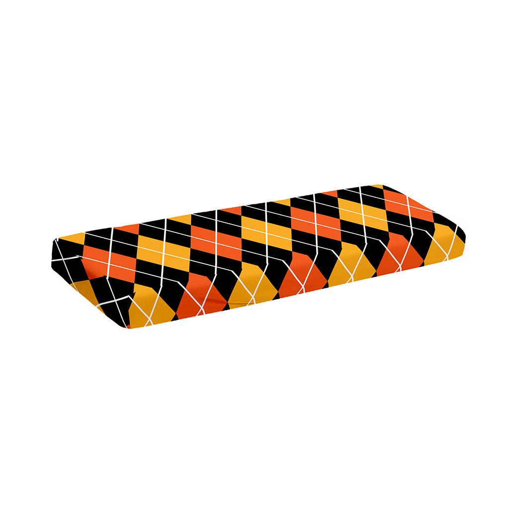 Halloween Black And Orange Argyle Print Piano Keyboard Cover