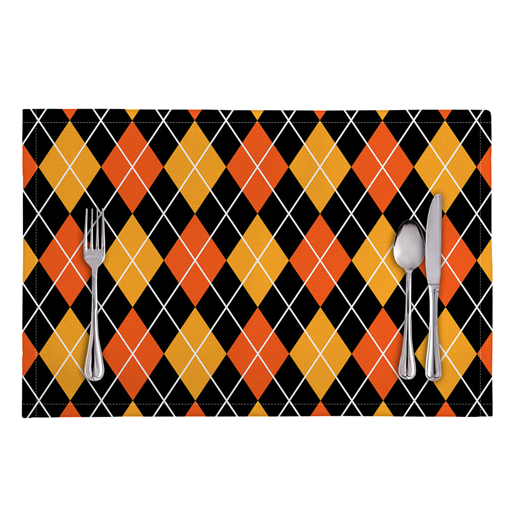Halloween Black And Orange Argyle Print Placemat