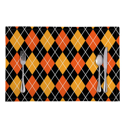 Halloween Black And Orange Argyle Print Placemat