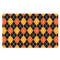 Halloween Black And Orange Argyle Print Polyester Doormat