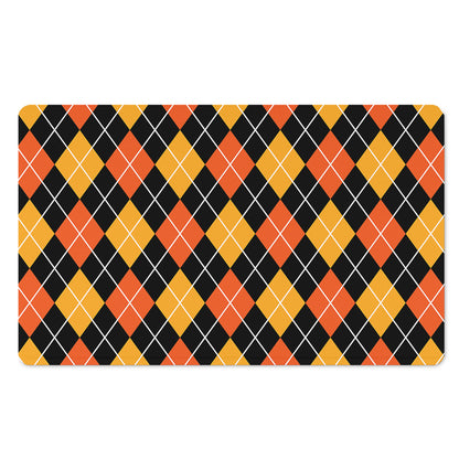 Halloween Black And Orange Argyle Print Polyester Doormat