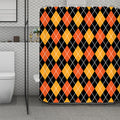 Halloween Black And Orange Argyle Print Polyester Shower Curtain