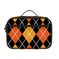 Halloween Black And Orange Argyle Print Portable Lunch Bag
