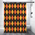 Halloween Black And Orange Argyle Print Premium Shower Curtain