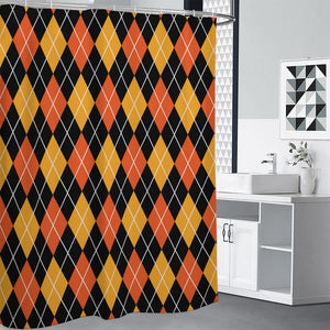 Halloween Black And Orange Argyle Print Premium Shower Curtain