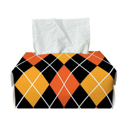 Halloween Black And Orange Argyle Print Rectangle Tissue Box Cover