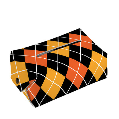 Halloween Black And Orange Argyle Print Rectangle Tissue Box Cover