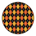 Halloween Black And Orange Argyle Print Round Floor Mat