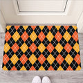 Halloween Black And Orange Argyle Print Rubber Doormat
