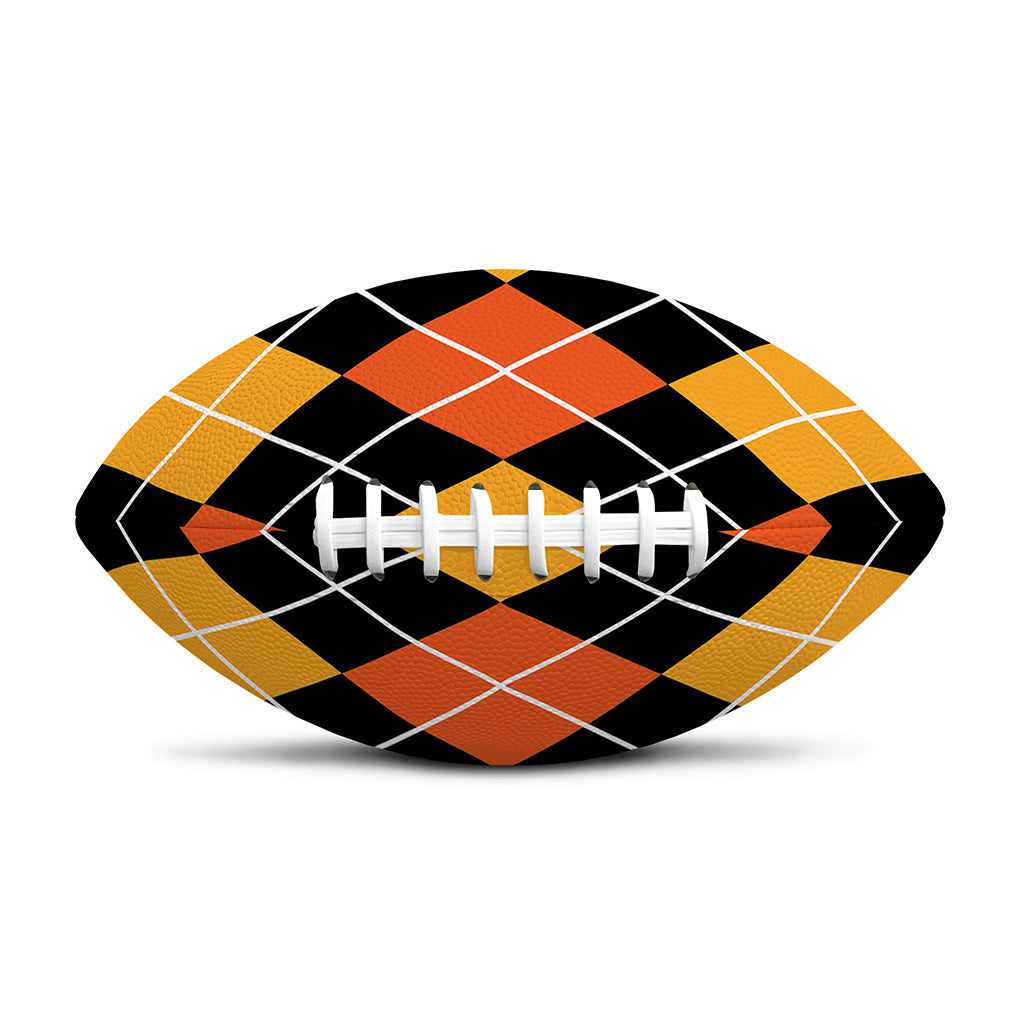Halloween Black And Orange Argyle Print Rugby Ball