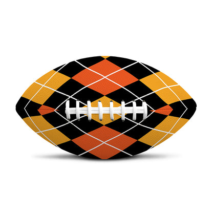 Halloween Black And Orange Argyle Print Rugby Ball