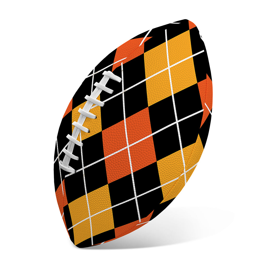 Halloween Black And Orange Argyle Print Rugby Ball