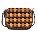 Halloween Black And Orange Argyle Print Saddle Bag