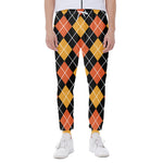 Halloween Black And Orange Argyle Print Scuba Joggers