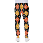 Halloween Black And Orange Argyle Print Scuba Joggers