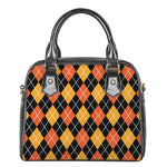 Halloween Black And Orange Argyle Print Shoulder Handbag