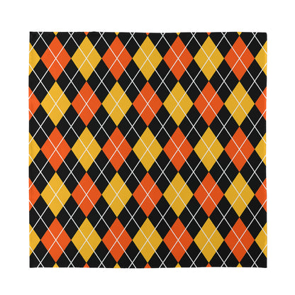 Halloween Black And Orange Argyle Print Silk Bandana