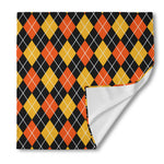 Halloween Black And Orange Argyle Print Silk Bandana