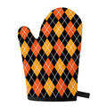 Halloween Black And Orange Argyle Print Single Oven Mitt
