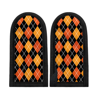 Halloween Black And Orange Argyle Print Skillet Handle Cover