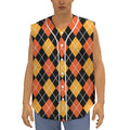 Halloween Black And Orange Argyle Print Sleeveless Baseball Jersey