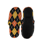Halloween Black And Orange Argyle Print Slippers