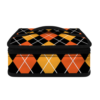 Halloween Black And Orange Argyle Print Small Lunch Bag