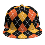 Halloween Black And Orange Argyle Print Snapback Cap