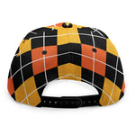 Halloween Black And Orange Argyle Print Snapback Cap