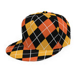 Halloween Black And Orange Argyle Print Snapback Cap