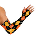 Halloween Black And Orange Argyle Print Sun Protection Arm Sleeves