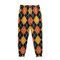 Halloween Black And Orange Argyle Print Sweatpants