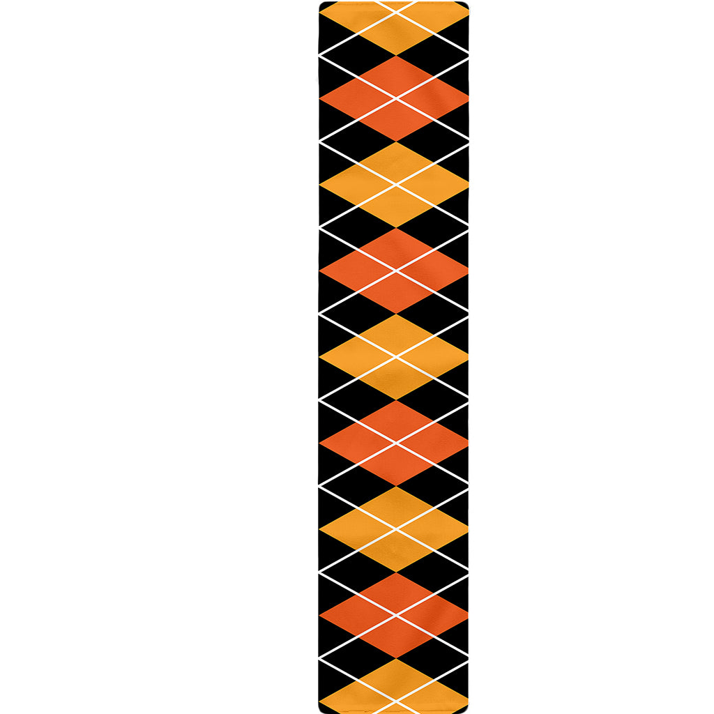 Halloween Black And Orange Argyle Print Table Runner