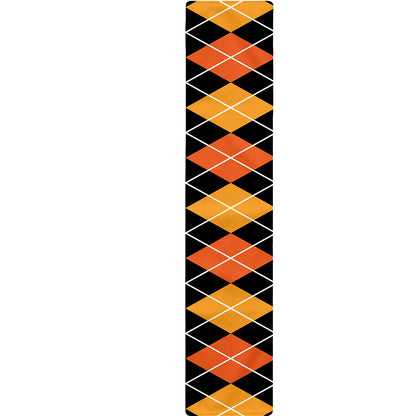 Halloween Black And Orange Argyle Print Table Runner