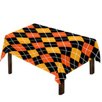 Halloween Black And Orange Argyle Print Tablecloth