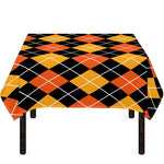 Halloween Black And Orange Argyle Print Tablecloth