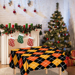 Halloween Black And Orange Argyle Print Tablecloth
